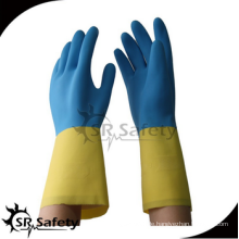 SRSAFETY blau &amp; gelb 13inch Gummi Latex Handschuhe Industrie Handschuh / made in China